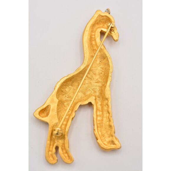 Vintage Large Giraffe Pin Brooch Brushed Gold Chunky Animal Zoo Bold 1980s BinAH - Picture 11 of 12